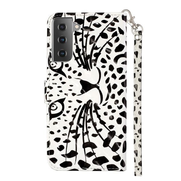 Samsung Galaxy S21+ (Plus) Skinnende Læder Cover m. Pung - Hvid Tiger For Cheap