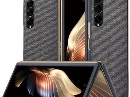 Samsung Galaxy Z Fold3 5G Carbon Fiber Læderbetrukket Cover - Sort Hot on Sale