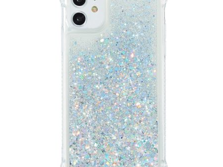 iPhone 12   12 Pro Plastik Cover m. Glitter - Gennemsigtig   Sølv For Sale