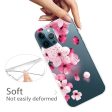 iPhone 13 Pro Fleksibel Gennemsigtig Plastik Cover - Gennemsigtig   Lyserøde Blomster on Sale