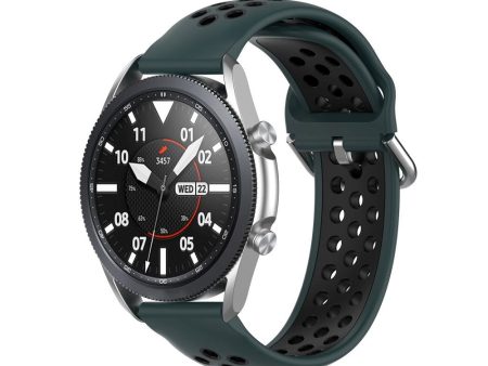 Universal Smartwatch To-Farvet Silikone Rem (22mm) - Sort   Mørkegrøn Online now