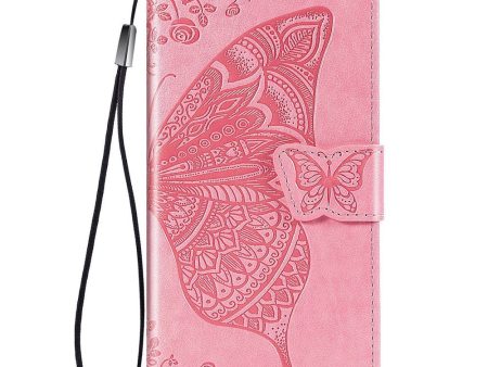 Samsung Galaxy A52s (5G)   A52 (4G   5G) Læder Cover m. Pung Sommerfugl - Pink For Sale