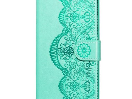 Samsung Galaxy S21+ (Plus) Læder Cover m. Pung - Flower Vine Imprint - Grøn on Sale