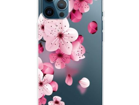 iPhone 13 Pro Fleksibel Gennemsigtig Plastik Cover - Gennemsigtig   Lyserøde Blomster on Sale