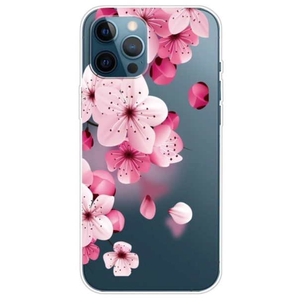 iPhone 13 Pro Fleksibel Gennemsigtig Plastik Cover - Gennemsigtig   Lyserøde Blomster on Sale