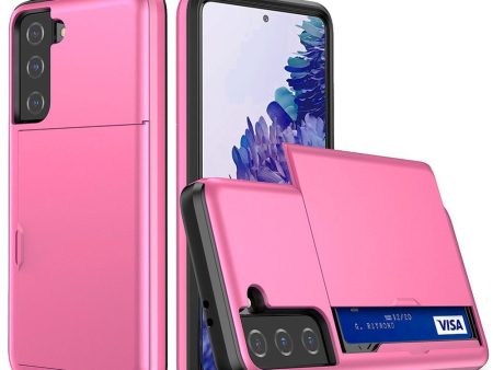 Samsung Galaxy S21 FE (5G) Hybrid Håndværkercover m. Kortholder - Pink Fashion