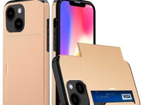 iPhone 13 Hybrid Håndværkercover m. Kortholder - Guld Online