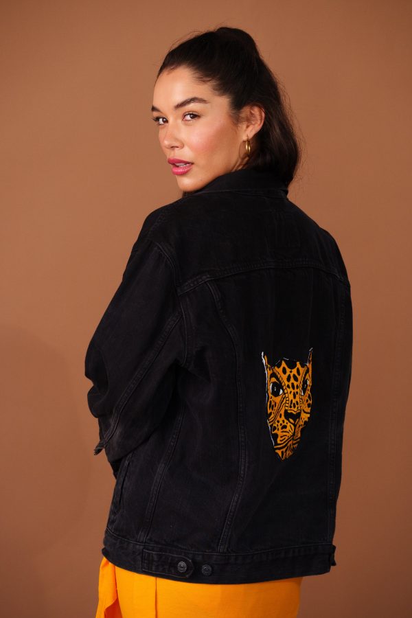 VINTAGE LEVI BLACK DENIM JAGUAR JACKET on Sale