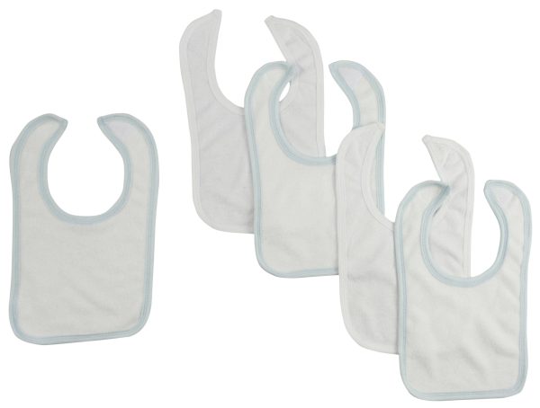 White Bib With Blue Trim and White Trim (Pack of 5) Hot on Sale