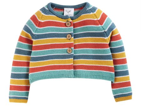 Frugi Bright as a Button Cardigan, Rainbow Stripe Online Hot Sale