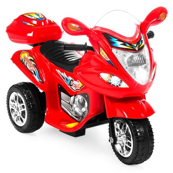 Best Choice Products 6V Kids Battery Powered Electric 3-Wheel Motorcycle Bike Ride-On Toy w  LED Lights, Music, Horn, Storage - Red Cheap