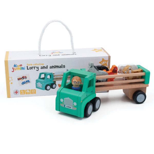 Jumini Wooden Farm Lorry with Animals Hot on Sale