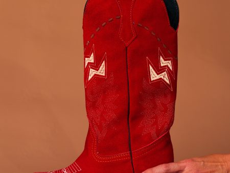 RED SUEDE COWBOY BOOT Supply