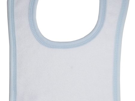 White Terry Bib with Blue Trim Online Hot Sale