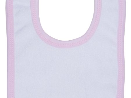 White Terry Bib with Pink Trim For Discount