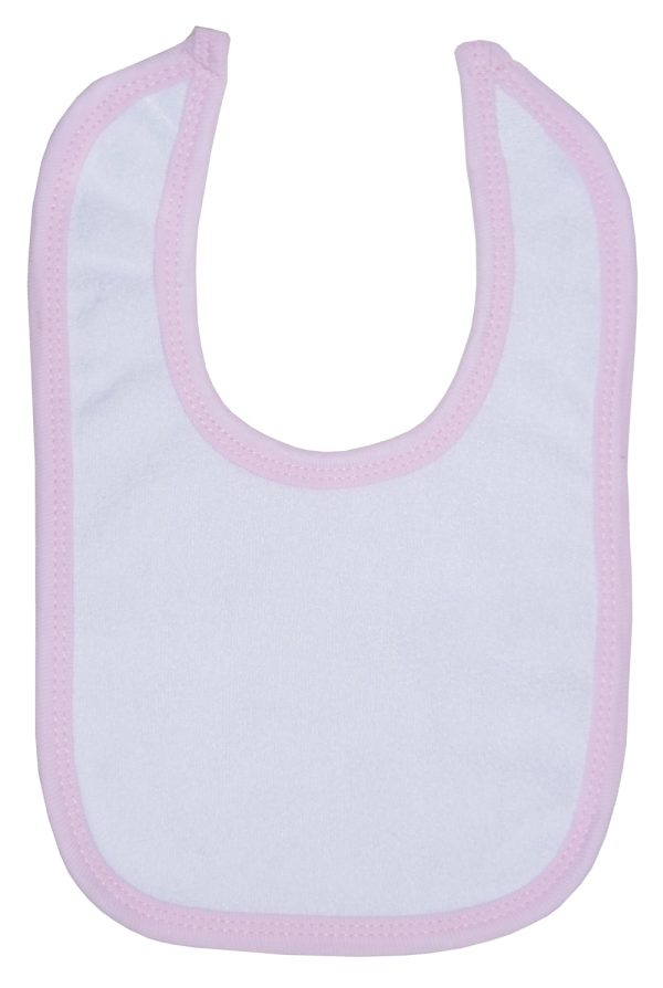 White Terry Bib with Pink Trim For Discount