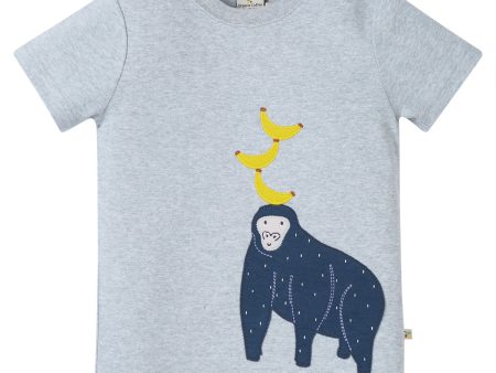 Frugi Carsen Applique T Shirt Marl Gorilla For Sale