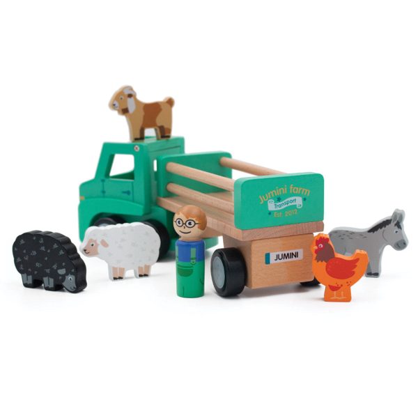 Jumini Wooden Farm Lorry with Animals Hot on Sale