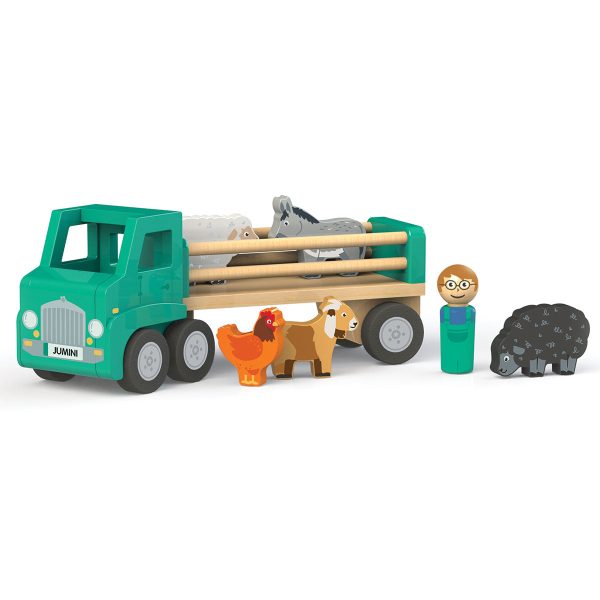 Jumini Wooden Farm Lorry with Animals Hot on Sale