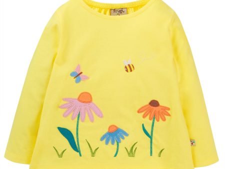 Frugi Carmen Applique Top Banana Echinacea Discount