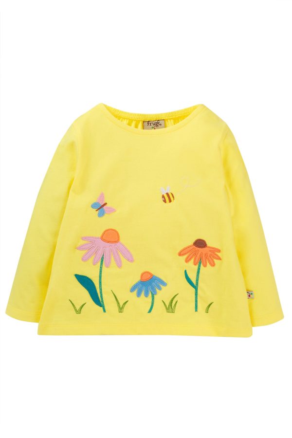 Frugi Carmen Applique Top Banana Echinacea Discount