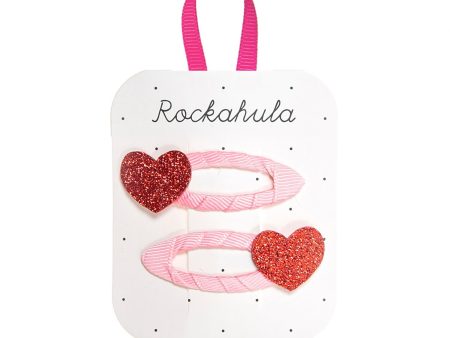 Rockahula Hair Clips Set Love Heart Glitter Hot on Sale