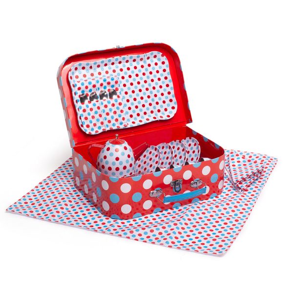 Spotted Tea Set in a Case by Bigjigs Toys US Online Sale