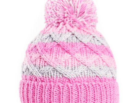 Baby Cable Knit Bobble Hat Pink Hot on Sale