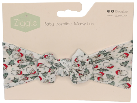 Ziggle Top Bow Turban Headband White Santa Fashion