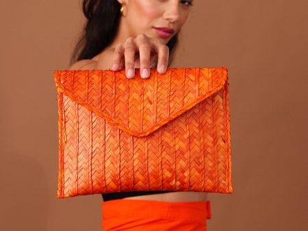 PALM CLUTCH   TANGERINE on Sale