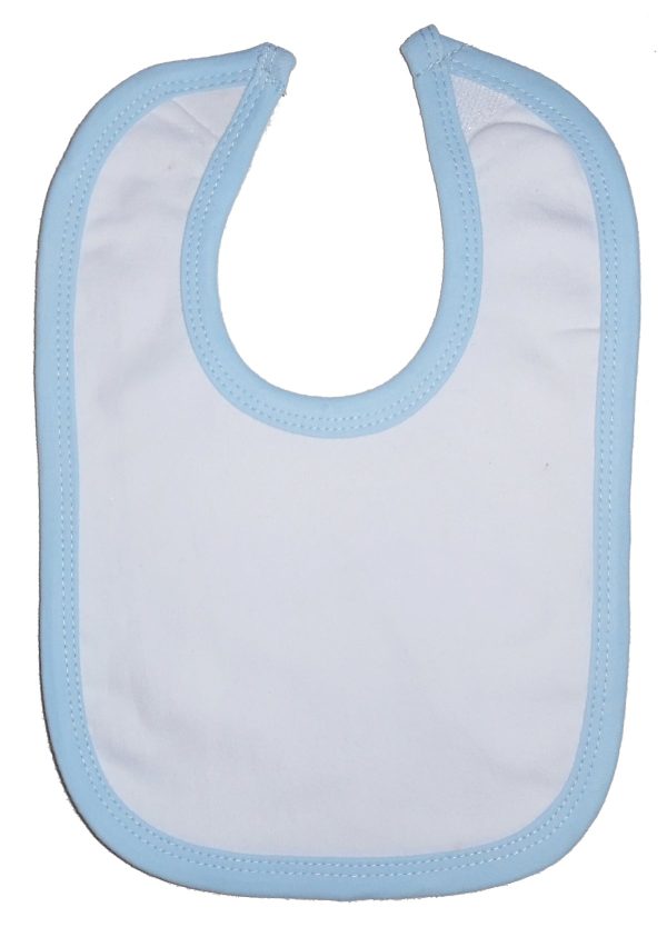 White Interlock Bib Blue Binding Cheap