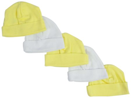 Yellow & White Baby Caps (Pack of 5) Discount