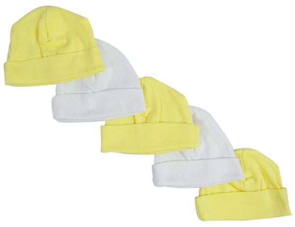 Yellow & White Baby Caps (Pack of 5) Discount