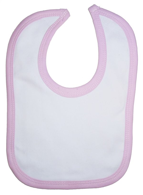 White Interlock Bib Pink Binding Online