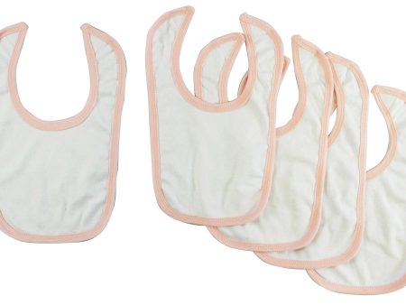 White Interlock Bib Pink Binding (Pack of 5) Online now