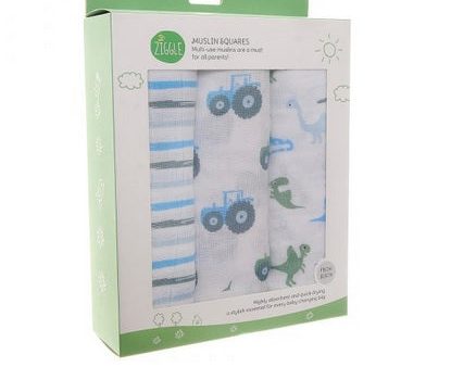 Ziggle Muslin Squares 3 Pack Blues Online Sale