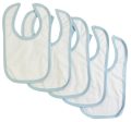 White Interlock Bib Blue Binding (Pack of 5) Hot on Sale