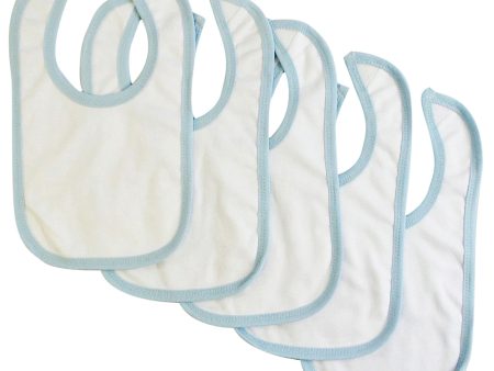 White Interlock Bib Blue Binding (Pack of 5) Hot on Sale