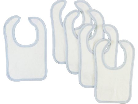 White Bib With Blue Trim (Pack of 5) Online Hot Sale