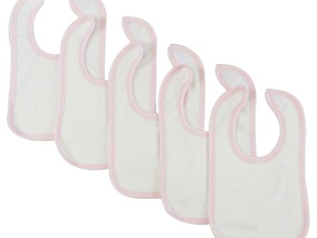 White Bib With Pink Trim (Pack of 5) Online Sale