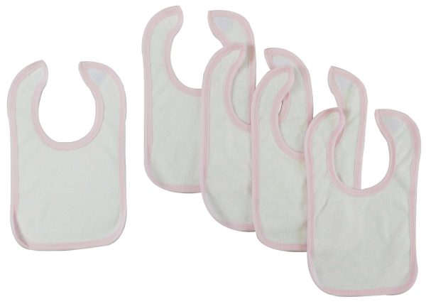 White Bib With Pink Trim (Pack of 5) Online Sale