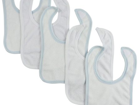 White Bib With Blue Trim and White Trim (Pack of 5) Hot on Sale