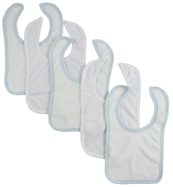 White Bib With Blue Trim and White Trim (Pack of 5) Hot on Sale