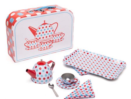 Spotted Tea Set in a Case by Bigjigs Toys US Online Sale