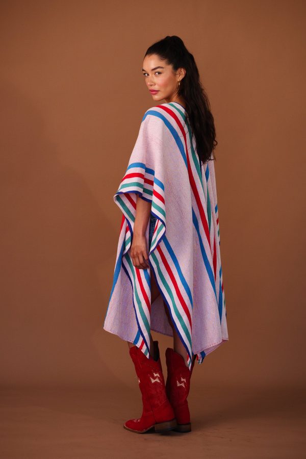 PONCHO    RED + BLUE For Cheap