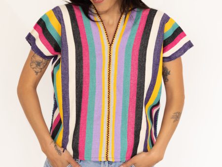 RAINBOW STRIPE V-NECK For Discount