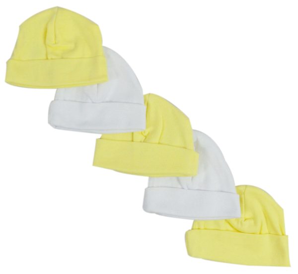 Yellow & White Baby Caps (Pack of 5) Discount