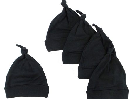 Black Knotted Baby Cap (Pack of 5) Online now