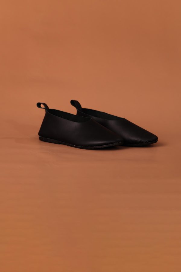 BAKU CALF SKIN BALLET FLAT    BLACK Hot on Sale