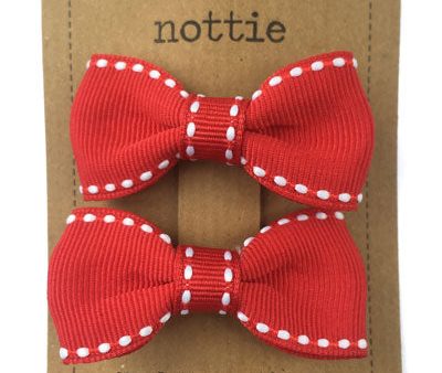 Lottie Nottie Stitch Bow Hair Clips- Red Hot on Sale